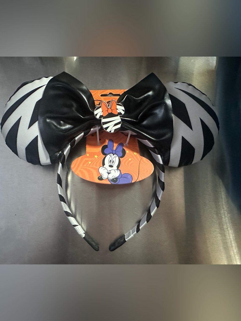 Minnie Mouse Black & White Zebra Bow Headband